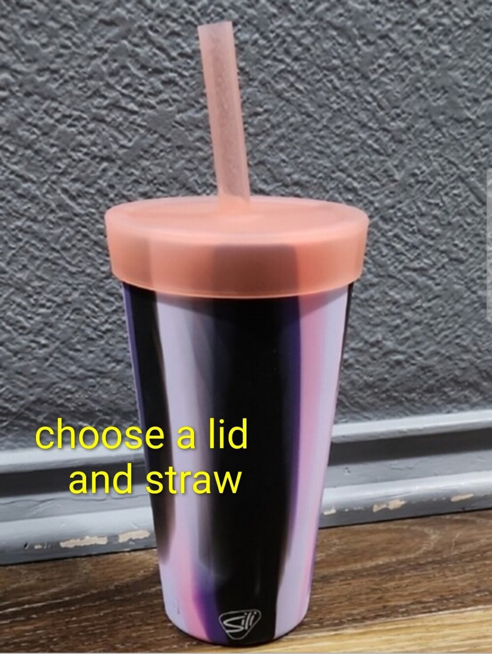 NWOT Silipint 22 oz Straw Tumbler Northern Lights Purple Pink Black